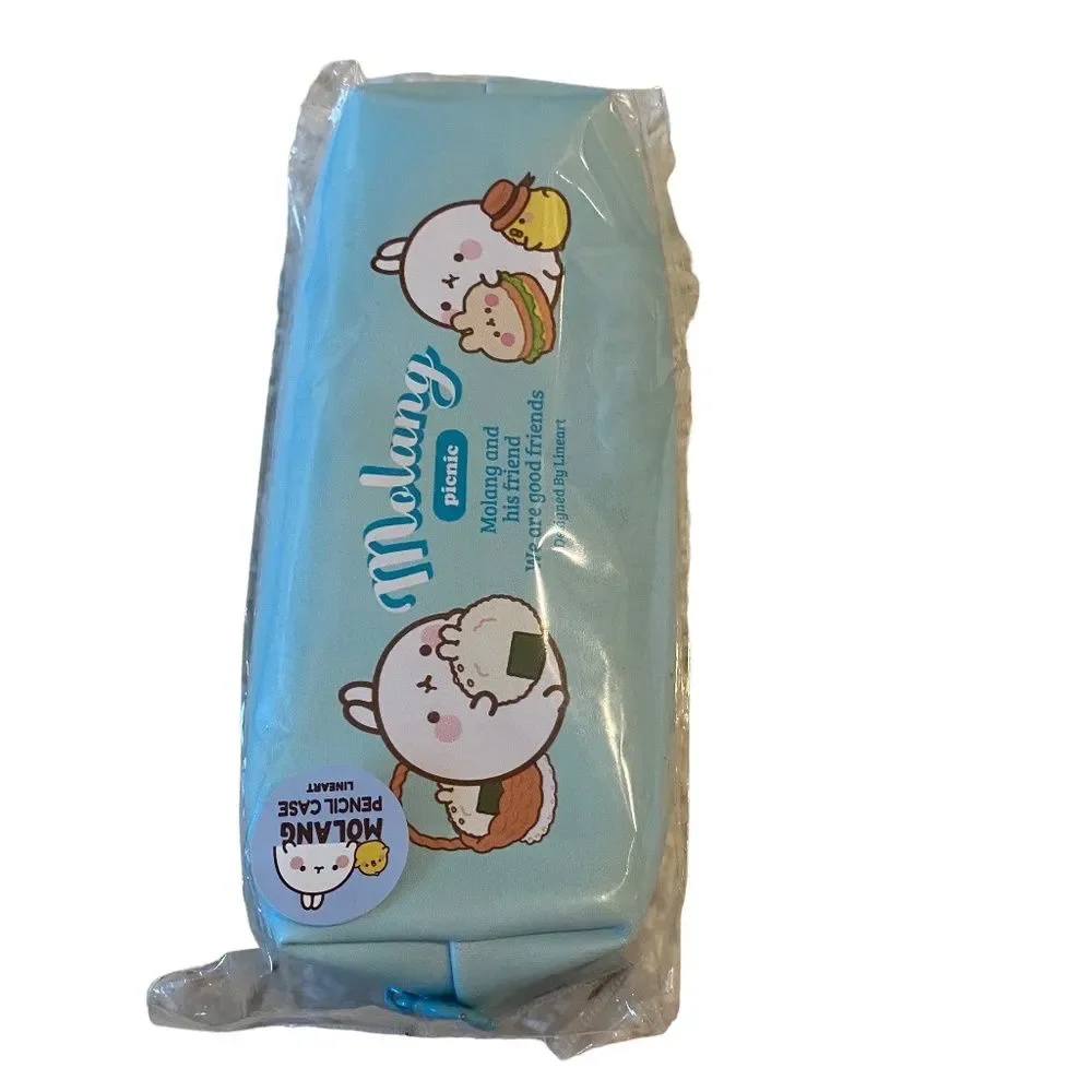 Cute Korean Animal Design Molang Pencil Case. Light Blue. OS. Kidcore. Gifts.